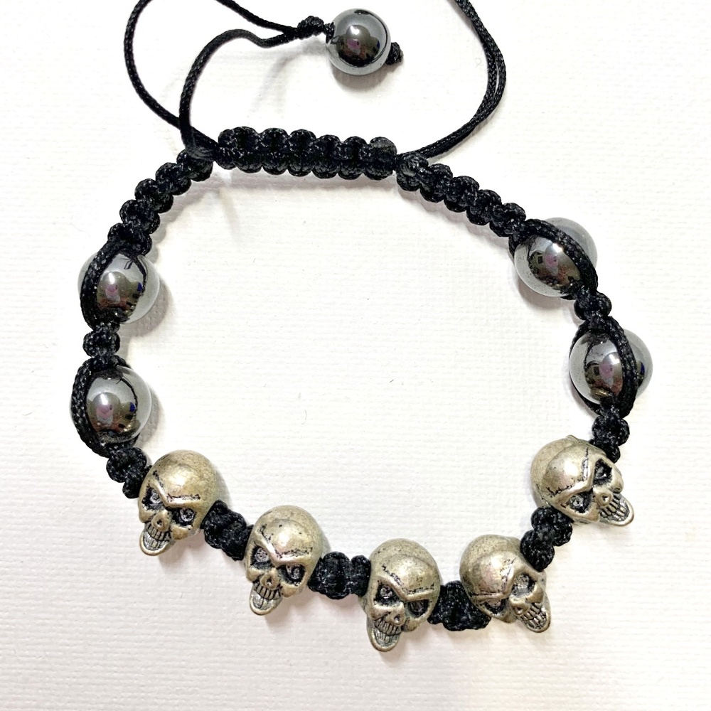 Skull Silver Men Shamballa Bracelet